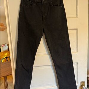MOTHER Women's Black high waisted rider ankle jeans